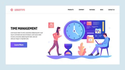 Vector web site design template. Time management concept. Business project Illustrazione stock
