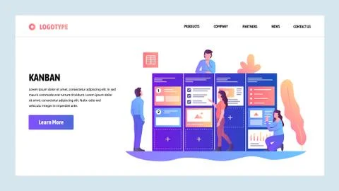 Vector web site design template. Agile project management and Scrum task board Illustrazione stock