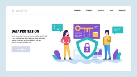 Vector web site design template. Data protection, privacy and secure access Illustrazione stock