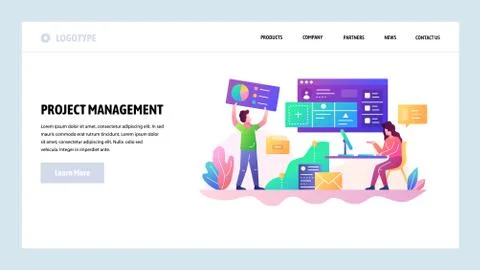 Vector web site design template. Project management and business development Ilustración de archivo