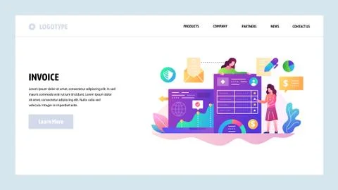 Vector web site design template. Business documents and finance management Ilustración de archivo