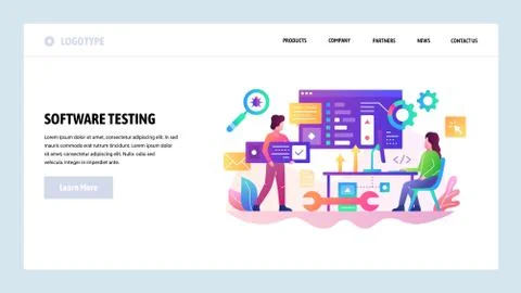 Vector web site design template. Software development and code test, programmer Stock Illustration