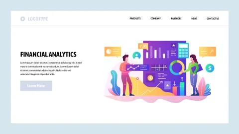 Vector web site design template. Financial analytics and business report, data 스톡 일러스트