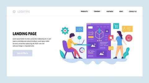 Vector web site design template. Software development, programmer and software Stock Illustration