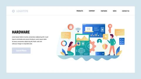 Vector web site design template. Computer hardware and integrated circuit Illustrazione stock