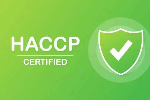 Vector web site design template. HACCP Certified icon on green background. Ve Stock Illustration