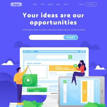 Vector web site design template. Video content marketing. Landing page concepts Stock Illustration