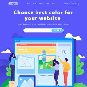 Vector web site design template. Team choose color for website. Landing page Stock Illustration