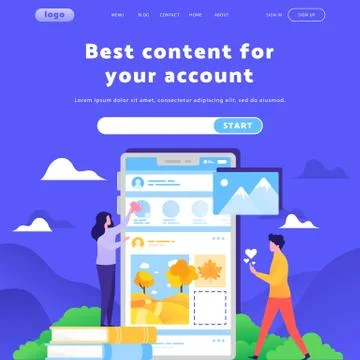 Vector web site design template. Social media mobile application wireframe Stockillustratie