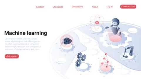 Vector Web Site Design Template Machine Learning Stock Illustration