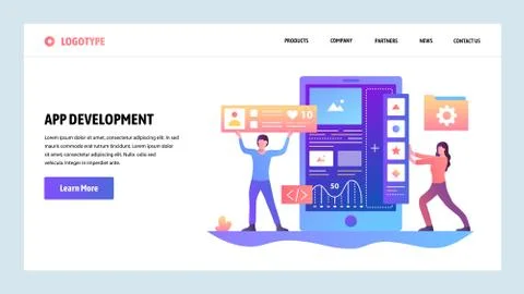 Vector web site gradient design template. Coding and software app development Illustration
