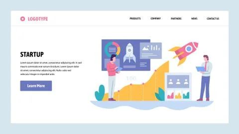 Vector web site gradient design template. Business technology sratrup. Rocket イラスト素材