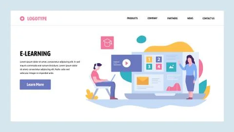 Vector web site gradient design template. Online education and courses. Landing Stock Illustration