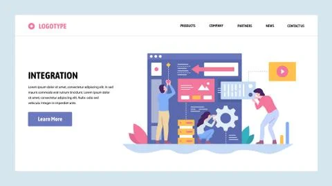 Vector web site gradient design template. Software and website development. Team Stock Illustration