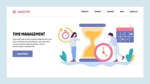 Vector web site gradient design template. Time management concept. Business 스톡 일러스트