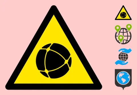 Vector Web Sphere Warning Triangle Sign Icon Illustrazione stock