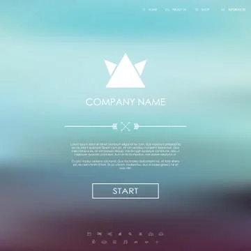 Vector website template with graphic user interface also for mobile. Blurred Stock Illustration