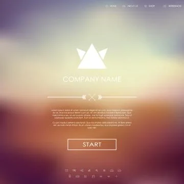Vector website template with graphic user interface also for mobile. Blurred Stock Illustration