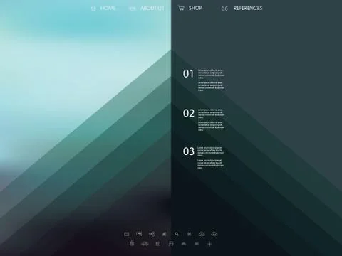 Vector website template with graphic user interface also for mobile. Blurred Stock Illustration