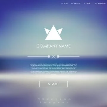 Vector website template with graphic user interface also for mobile. Blurred Illustrazione stock