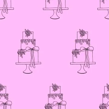 Vector wedding cake pattern for Wedding invitations or announcements Illustrazione stock