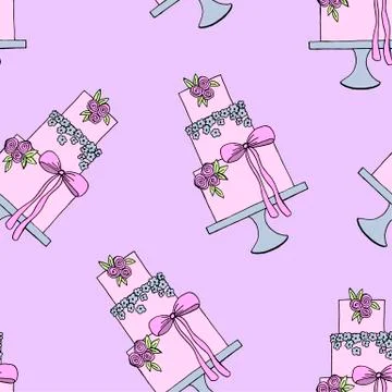 Vector wedding cake pattern for Wedding invitations or announcements Illustrazione stock