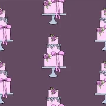 Vector wedding cake pattern for Wedding invitations or announcements Illustrazione stock