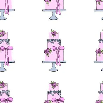 Vector wedding cake pattern for Wedding invitations or announcements Illustrazione stock