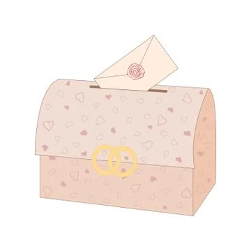Vector wedding chest with an envelope Stock Illustration