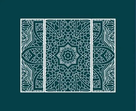 Vector wedding invitation envelopes greeting card with laser cut pattern mandala イラスト素材