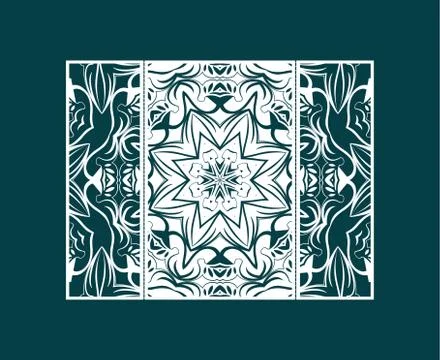 Vector wedding invitation envelopes greeting card with laser cut pattern mandala Illustrazione stock