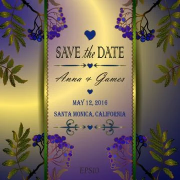 Vector wedding invitation with the rowan Stock Illustration