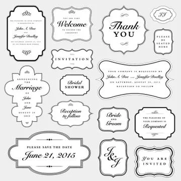 Vector Wedding Invite Frame Set Stock Illustration