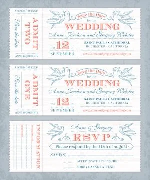 Vector Wedding Invite Tickets Stock Illustration