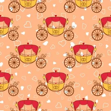 Vector wedding retro carriage seamless pattern Stock Illustration