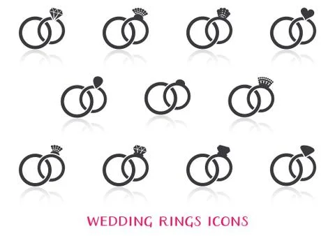 Vector wedding rings icons Illustrazione stock