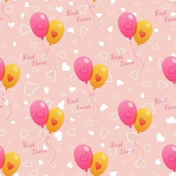 Vector Wedding seamless pattern with balloons Stock Illustration