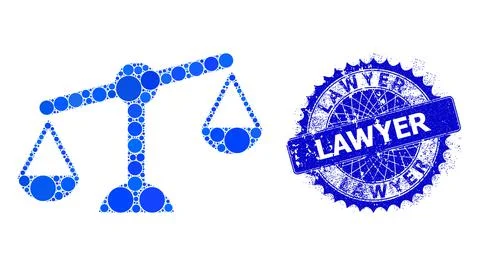 Vector Weight Measure Collage of Small Circles with Scratched Lawyer Stamp Stock Illustration