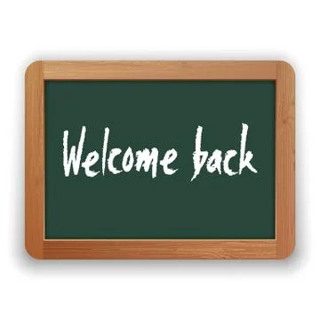 Vector Welcome Back Phrase on Green Blackboard Stock Illustration