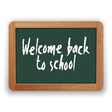 Vector Welcome Back to School on Green Blackboard Stock Illustration