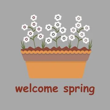 Vector Welcome spring quotes floral spring Hand prints design Positive phra.. Stock Illustration