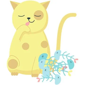 Vector well-fed cat cute pet animal cartoon icon Stock Illustration