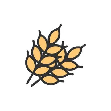 Vector wheat grains flat color line icon. Stockillustratie