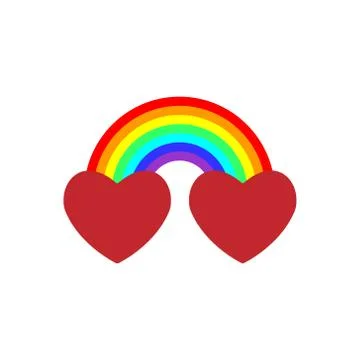 Vector is when we actually combined the two hearts together with rainbow Ilustración de archivo