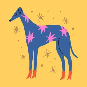 Vector whippet friendly funky boho dog pet. Dogs breed. イラスト素材