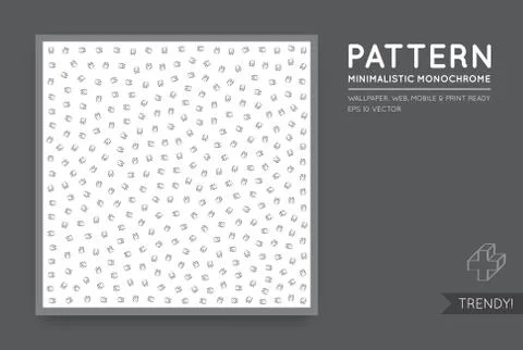 Vector White Abstract Background with Seamless Random Black Monochrome Figure Stock Illustration