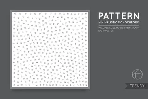 Vector White Abstract Background with Seamless Random Black Monochrome Figure Stock Illustration