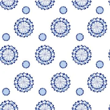 Vector white abstract circles snowflakes seamless background. Christmas snow  Stock Illustration