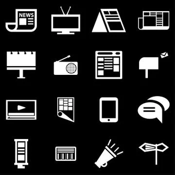 Vector white advertisement icon set Stock Illustration