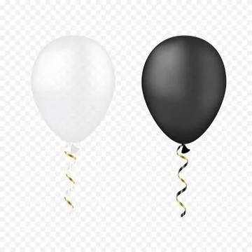 Vector white and black balloons on a transparent background. 3d realistic happy Stock Illustration